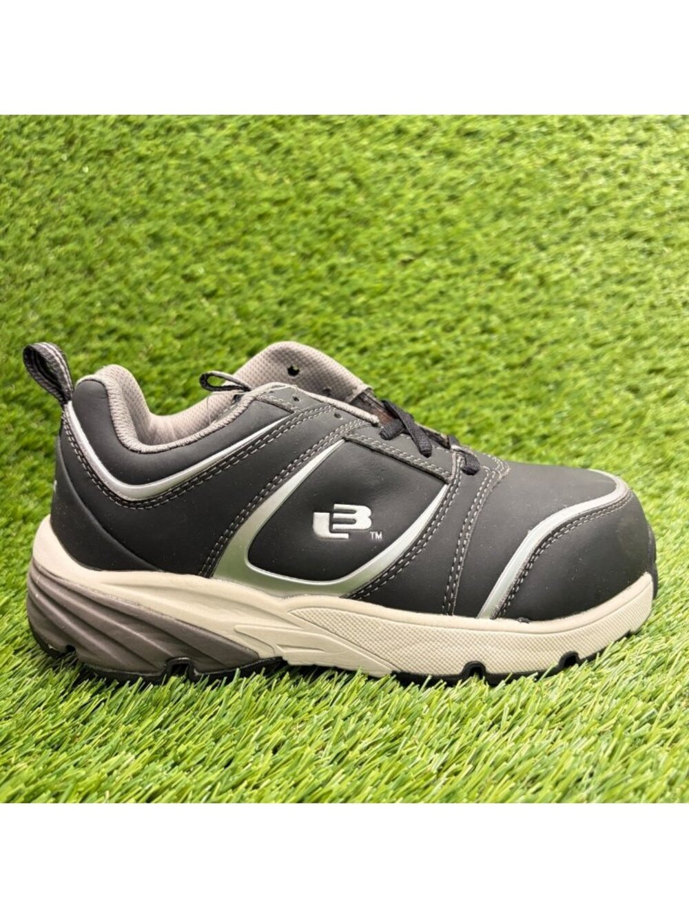 Royer Mens Size 4EEE Black Silver Composite Toe Safety Slip Resistant Work Shoes